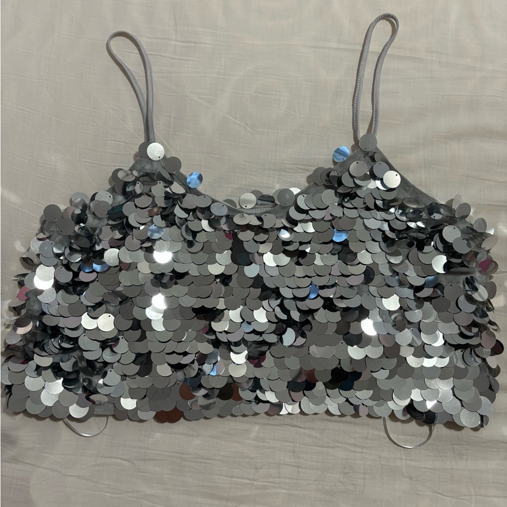 Sincerely Jules for Bandier Women's Silver Crop-top
